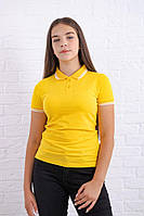Жовта з білою смужкою футболка поло жіноча CLASSIC
