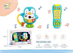 Набор игровой QF366-055 телефон, пінгвін-брязкальце, муз, звук, світло, на бат-ці