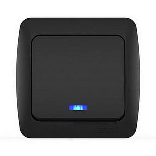 Вимикач ALSU чорний мат 1-клавішний з підсвіткою