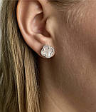 Срібні сережки конюшина д.13мм Перламутр, фото 2