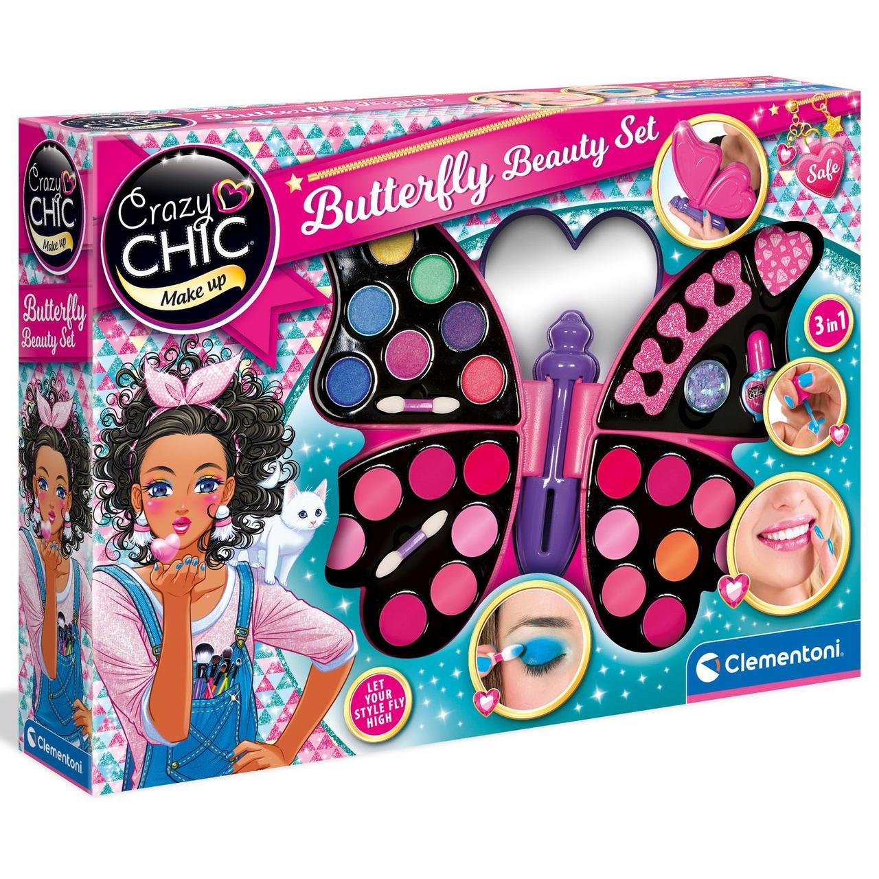 Дитячий набір косметики для макіяжу Clementoni "Butterfly", серія "Crazy Chic"