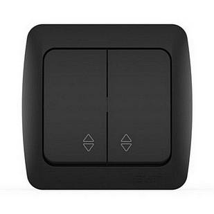 Вимикач ALSU чорний мат 2-кл прохідний