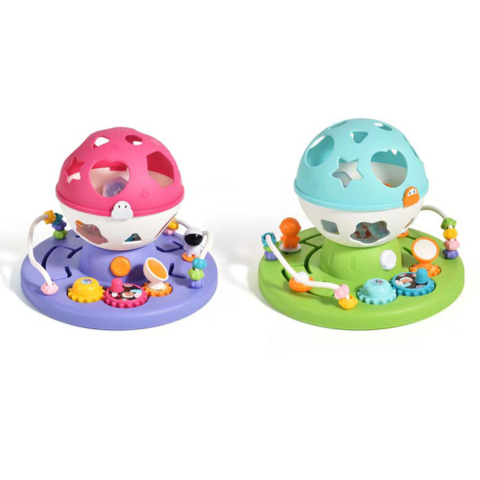 Гра QX-91215E куля на підставці, в19-ш25см, музика, світло, шестерні, сортер, фігури 4шт брязкальце, лабіринт, 2 кольори, на, фото 1