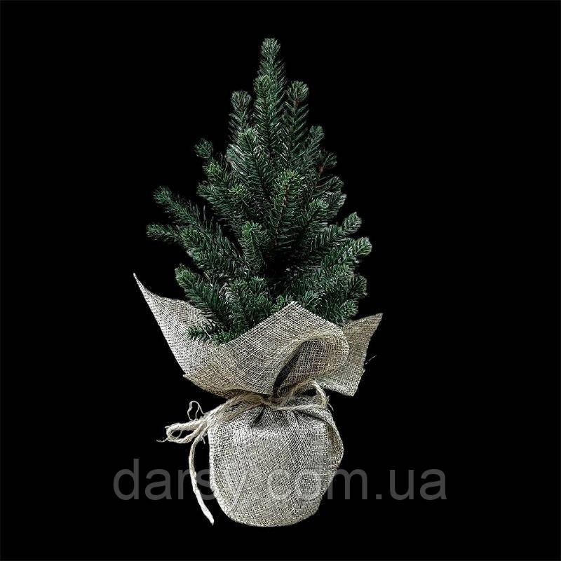 Ялинка лита 27 см в мішковині зелена штучна маленька, фото 1
