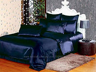 Атласный темно-синий комплект постельного белья