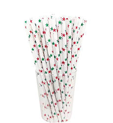 Коктейльні трубочки "Star red&green", 25 шт