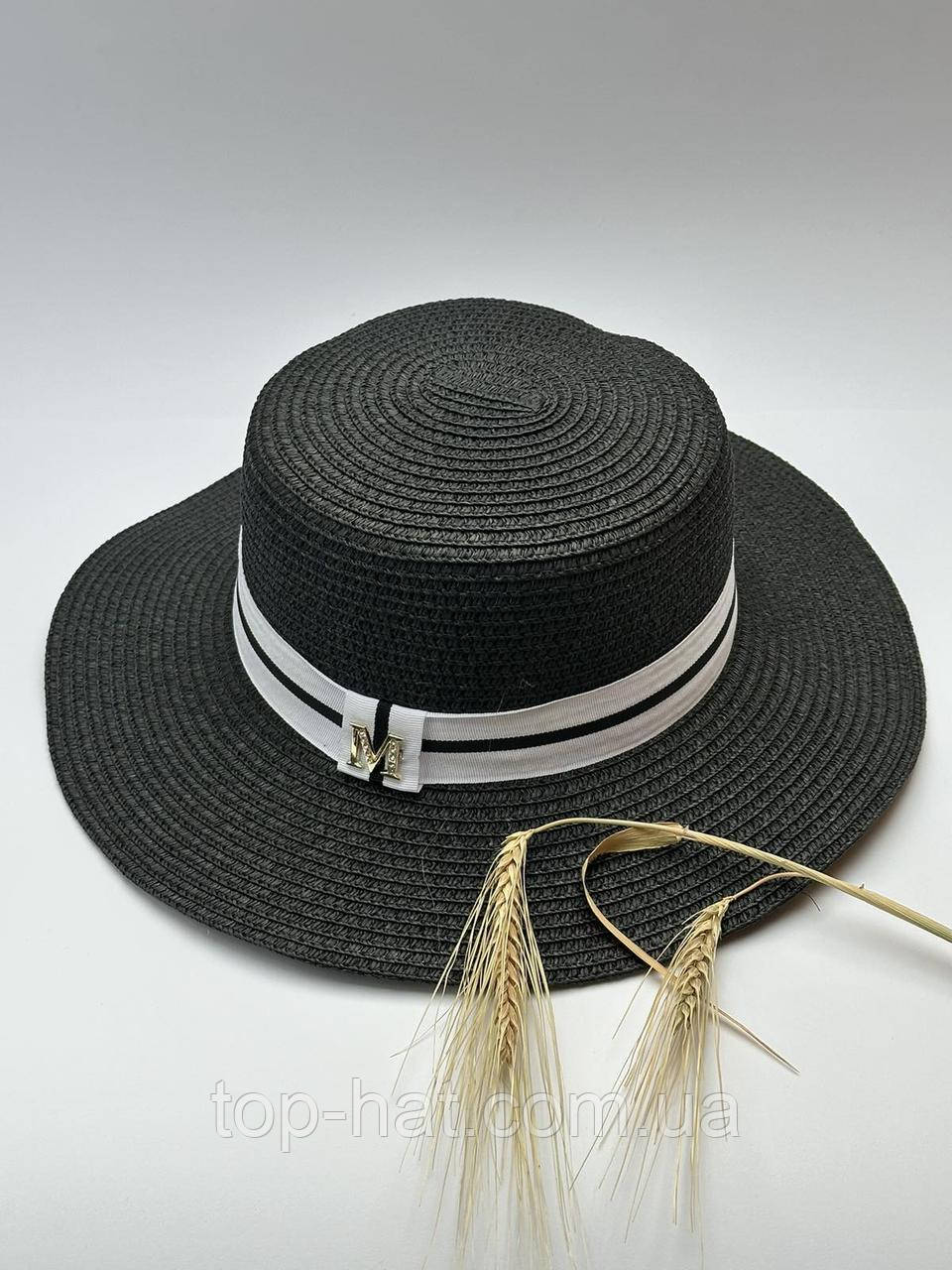 Капелюх канотьє із соломки, фото 1