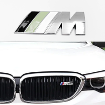 Металева емблема на решітку радіатора M Power BMW (БМВ) Хром - Чорно Зелена Біла 83 x 32 mm, фото 4