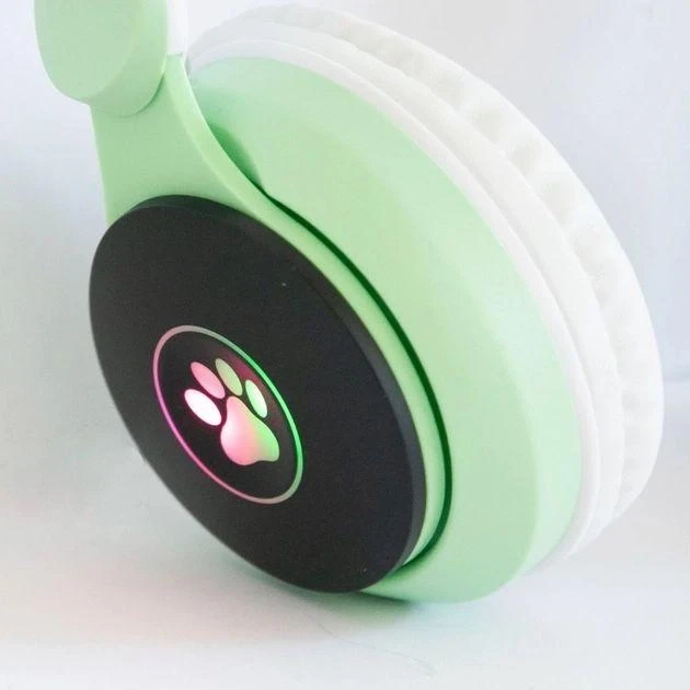 Беспроводные наушники Кошачьи ушки CatEar ST77M с подсветкой RGB Bluetooth MP3 плеер Green - фото 4 - id-p2049766869
