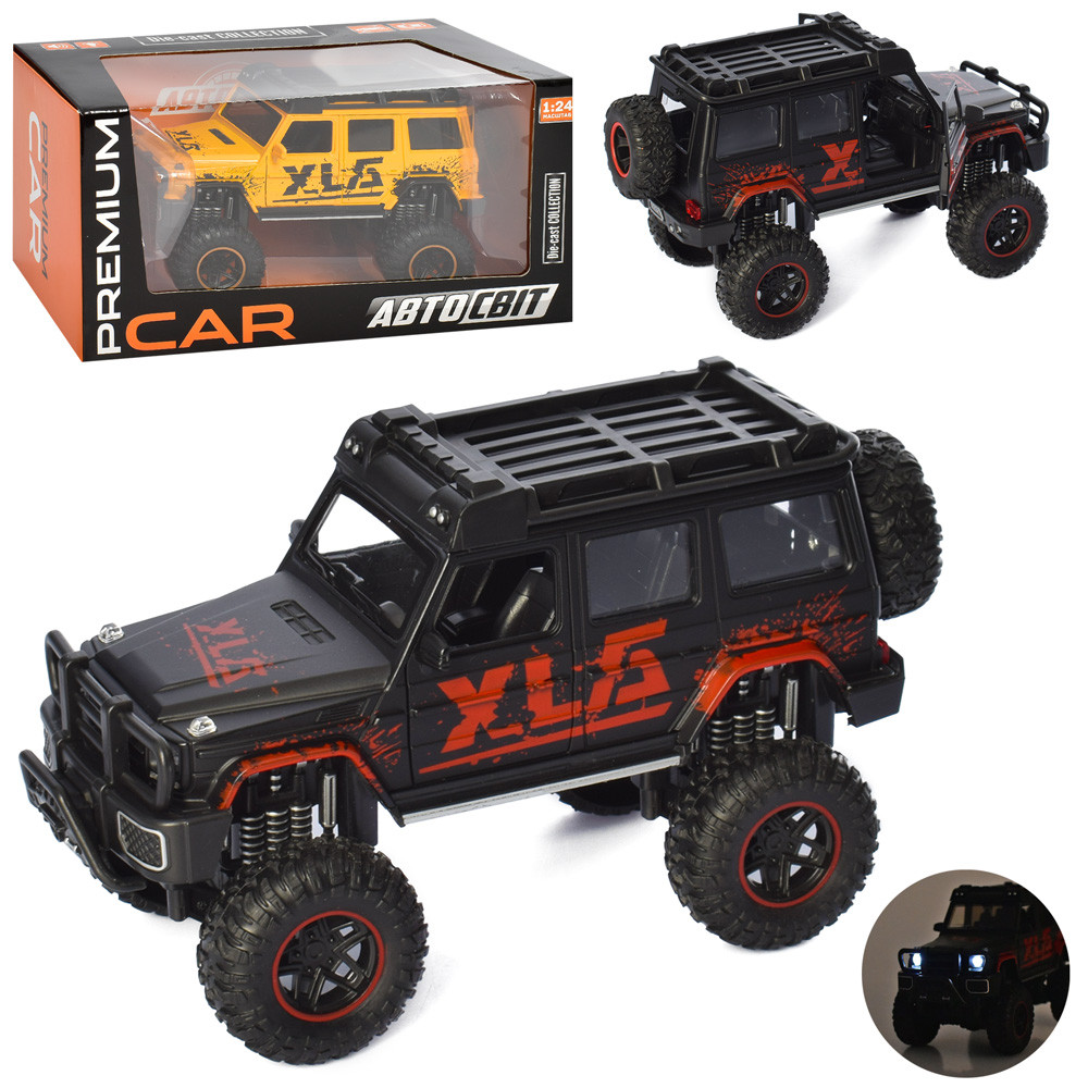 Джип AP-1709 АвтоСвіт, 1:24, метал, інерц, 21см, відчиняються двері, гумові колеса, звук, світло, 2 кольори, бат табл
