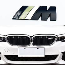 Металева емблема на решітку радіатора M Power BMW (БМВ) Чорний Матт - Чорна Зелена Біла 83x32mm, фото 4