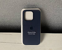 Чехол silicone case на iphone 14 Pro с микрофиброй силиконовый для айфона 14 Про синий