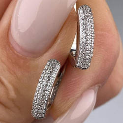 Срібні сережки родовані з фіанітами (1,5 см) РН-222