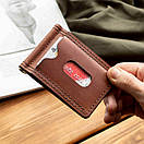 Чоловічий шкіряний затискач для грошей і карт Grand Cognac Crazy Horse, ручна робота, фото 8