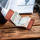 Чоловічий шкіряний затискач для грошей і карт Grand Cognac Crazy Horse, ручна робота, фото 7