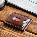 Чоловічий шкіряний затискач для грошей і карт Grand Cognac Crazy Horse, ручна робота, фото 10