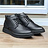Зимові шкіряні черевики чоловічі чорні на блискавці з натуральної шкіри на хутрі, чоловіче взуття на зиму, фото 2