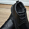 Зимові шкіряні черевики чоловічі чорні на блискавці з натуральної шкіри на хутрі, чоловіче взуття на зиму, фото 8