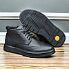 Зимові шкіряні черевики чоловічі чорні на блискавці з натуральної шкіри на хутрі, чоловіче взуття на зиму, фото 6