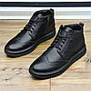 Зимові шкіряні черевики чоловічі чорні на блискавці з натуральної шкіри на хутрі, чоловіче взуття на зиму, фото 3