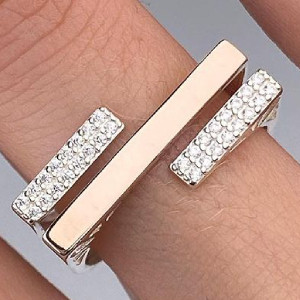 Срібне кільце з золотими накладками з фіанітами РН-266, фото 1