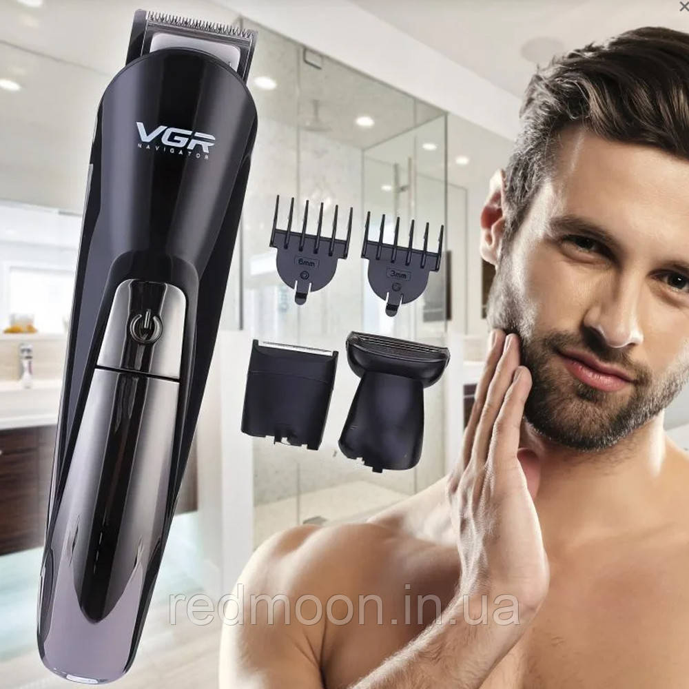 Багатофункціональний триммер на акумуляторі для стрижки волосся 6в1 VGR V-012 / Машинка для стрижки, фото 1