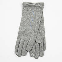 Женские трикотажные зимние перчатки с вышивкой на плюше (арт. 19-1-50/4) серый 6.5"