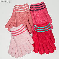 Вязаные перчатки с меховой подкладкой на девочек 4-6 года - №18-7-24