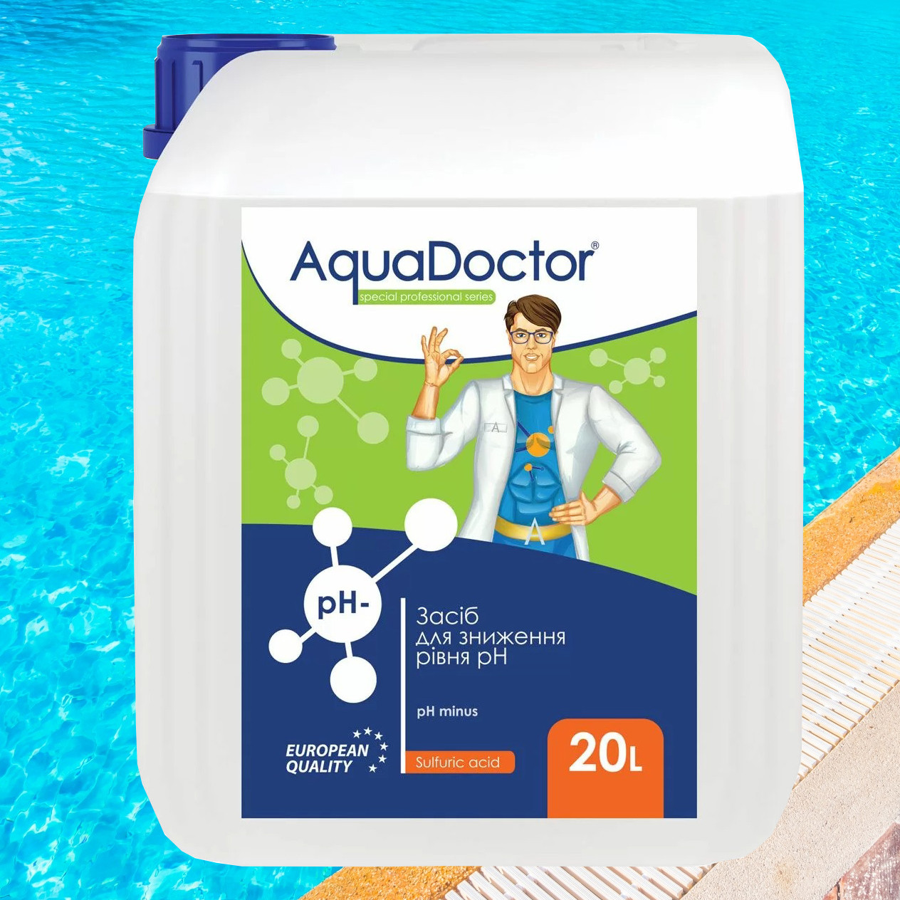 AquaDoctor pH Minus (сірчана 35%) препарат для зниження рівня pH рідкий, 20 л