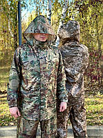 Військовий костюм дощовик піксель, Маскувальний тактичний комплект від дощу штани та куртка на блискавці vsk