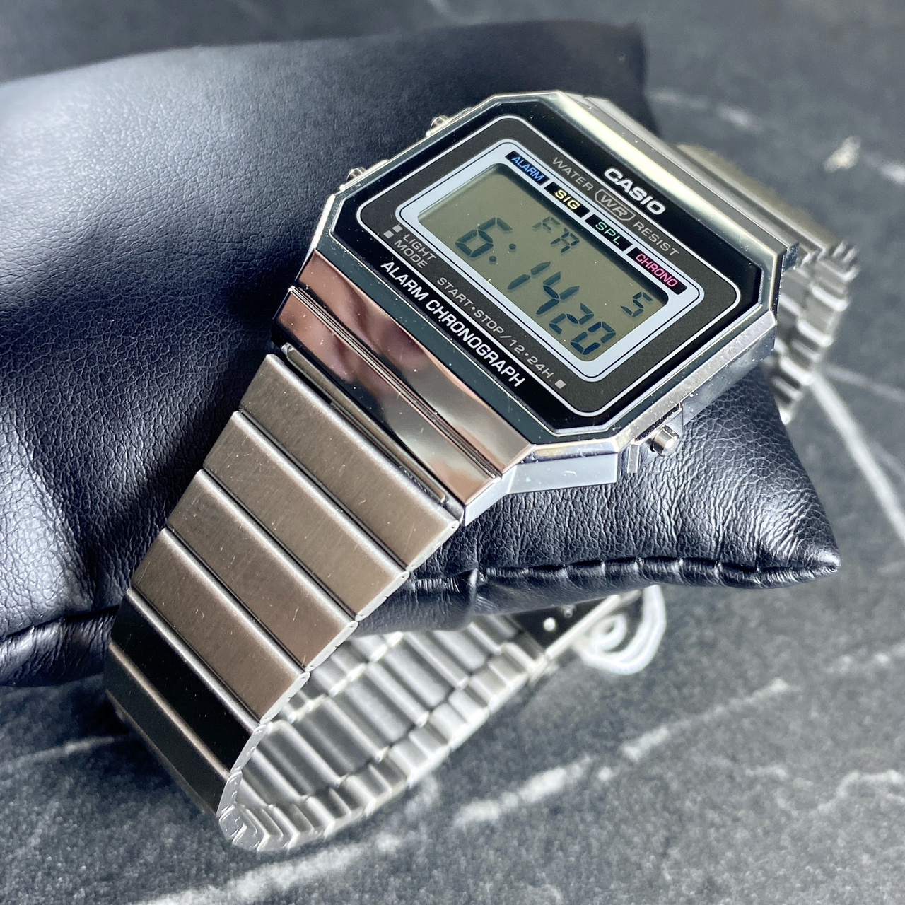 Наручний годинник чоловічий Casio оригінал з підсвічуванням водостійкі Годинники Касіо Ретро сріблясті прямокутні retro, фото 1