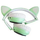 Беспроводные наушники “Кошачьи ушки” CatEar ST77M с подсветкой RGB Bluetooth MP3 плеер Green, фото 2