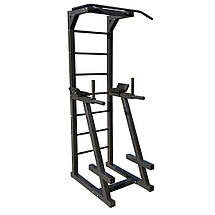 Шведська стінка підлогова турнік бруси прес силовий тренажер HardCore GYM А809-60-Ч чорна профіль 60х60 мм, фото 2