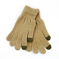 Подростковые зимние перчатки на 12 - 13 - 14 лет с сенсорными пальцами (арт. 23-3-14) бежевый