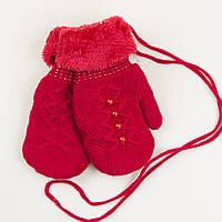 Детские варежки с меховой подкладкой на 3-5 лет - 19-7-64 - Красный