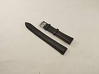 Кожаный ремешок для наручных часов 18 мм Nagata Spain черный гладкий с серебристой пряжкой