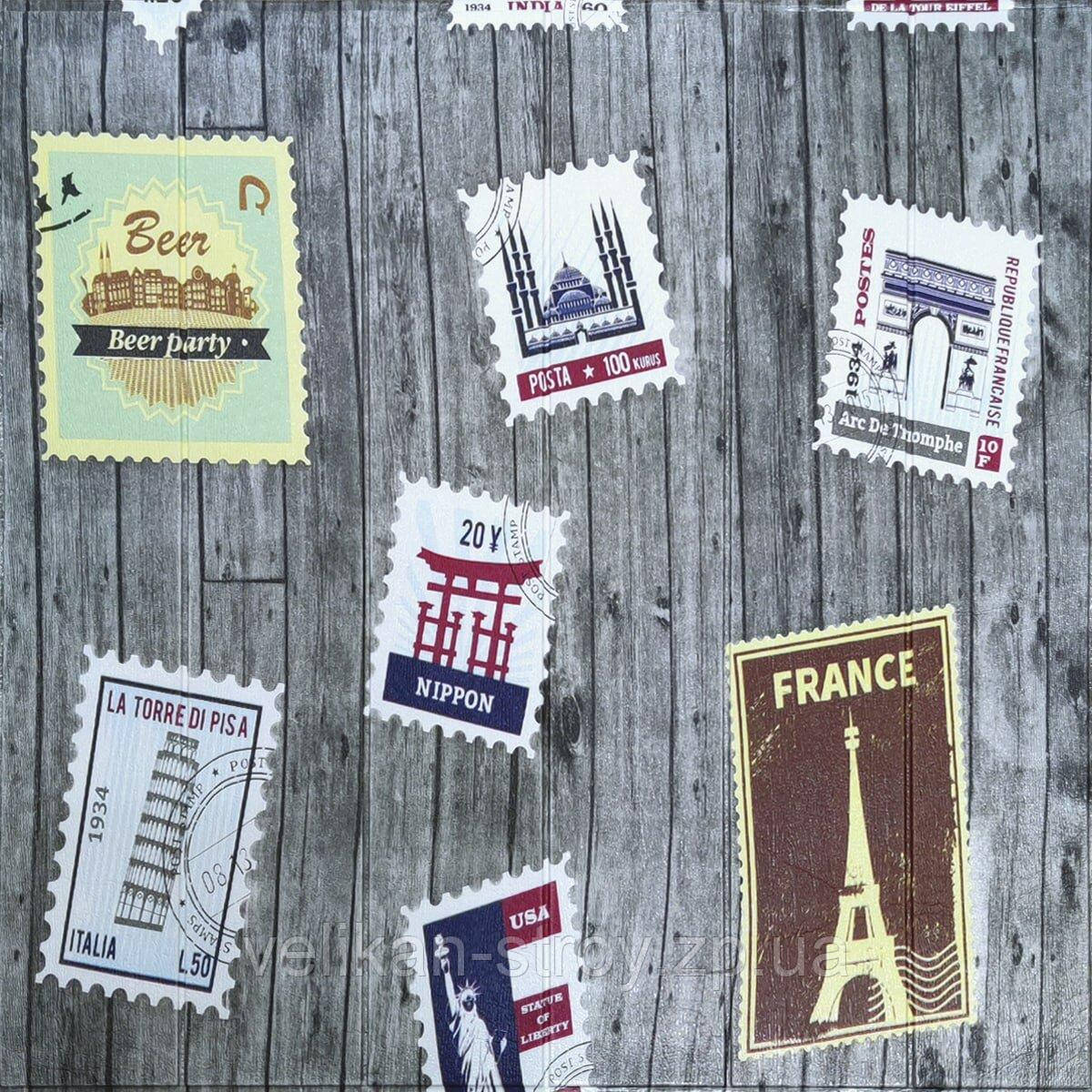 Самоклеюча 3D панель поштові марки 700х700х4мм (091) SW-00001152