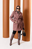 Пальто женское на подкладке с поясом капучино р.48/50 376135