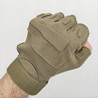 Тактические беспалые перчатки митенки StrongClaw с протектором (арт. SC-1002) Оливковый M