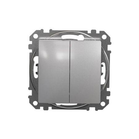 Кнопковий двоклавішний вимикач 10A Schneider Electric Sedna Design (колір – алюміній)