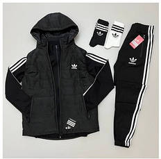 Чоловічий комплект одягу Adidas зимовий червоночорний, фото 5