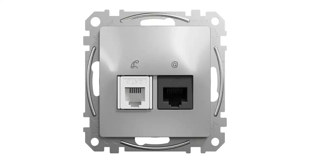 Розетка телекомунікаційна RJ45+RJ11 6UTP Schneider Electric Sedna Design (колір - алюміній)