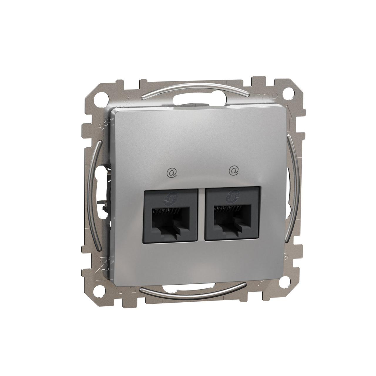 Комп'ютерна розетка 2-місна RJ45 категорія 5е UTP Schneider Electric Sedna Design (колір - алюміній)