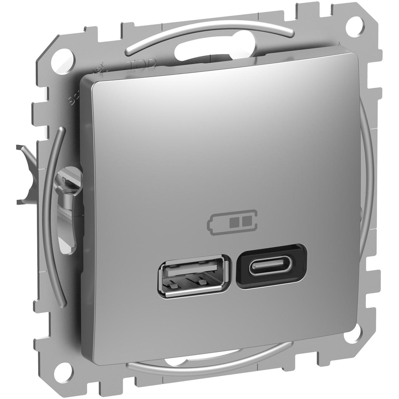 USB розетка тип A+C (45 Вт) Schneider Electric Sedna Design (колір - алюміній)