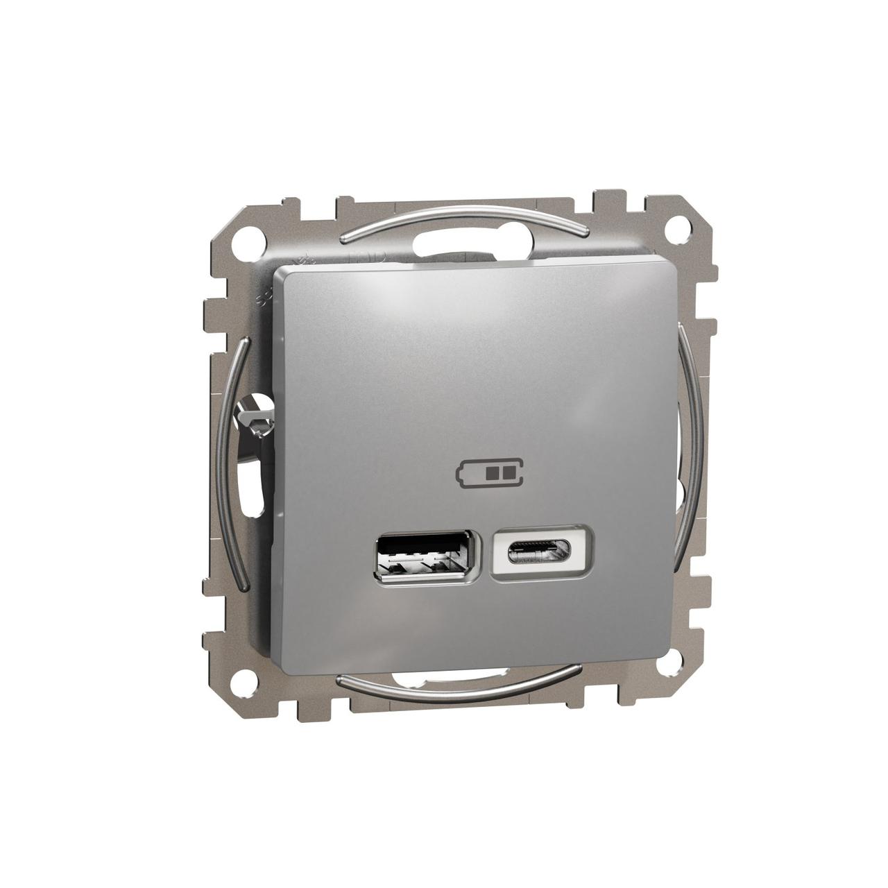 USB розетка тип A+C 2,4A Schneider Electric Sedna Design (колір - алюміній)