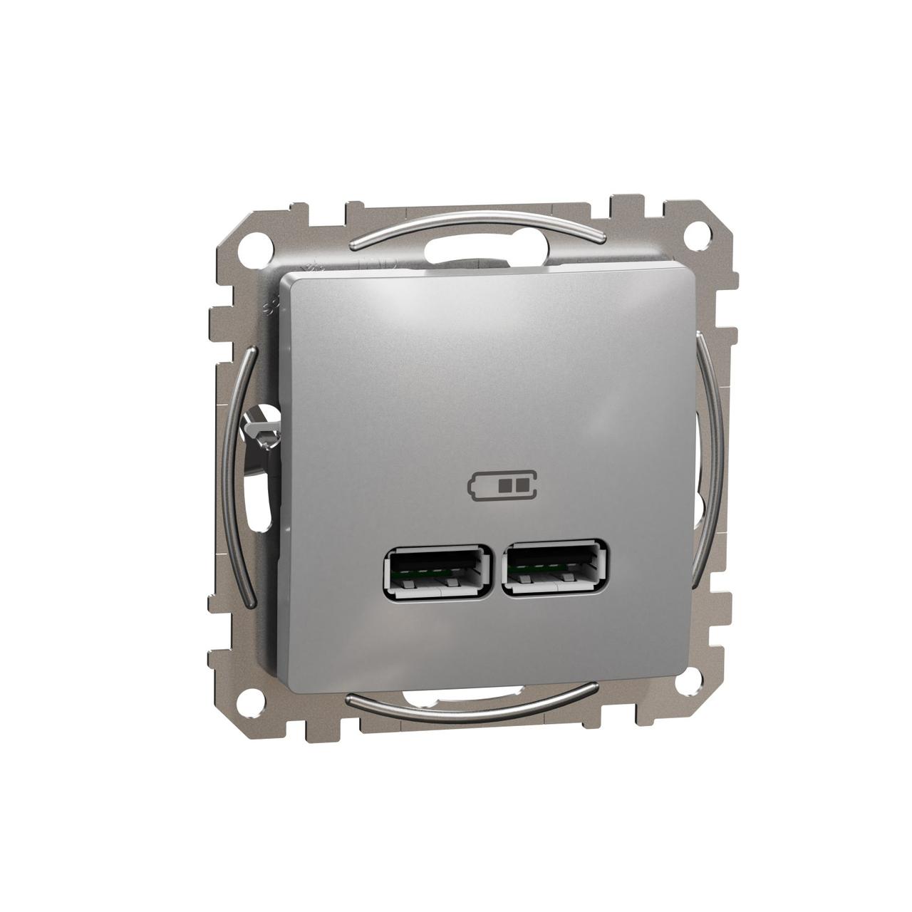 USB розетка тип A+A 2,1A Schneider Electric Sedna Design (колір - алюміній)