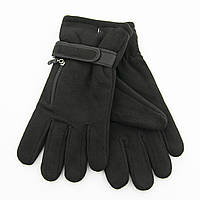 Мужские флисовые перчатки с мехом и карманом на замке (арт. 23-16-6) Черный