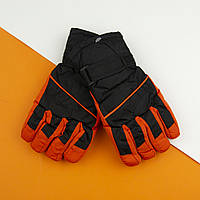 Перчатки болоневые лыжные подростковые на липучке с флисовой подкладкой (арт. 22-12-57) оранжевый