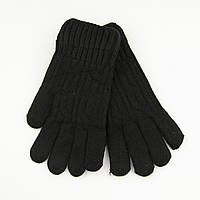 Двойные вязаные женские перчатки зимние шерстяные (арт. 22-5-64) черный