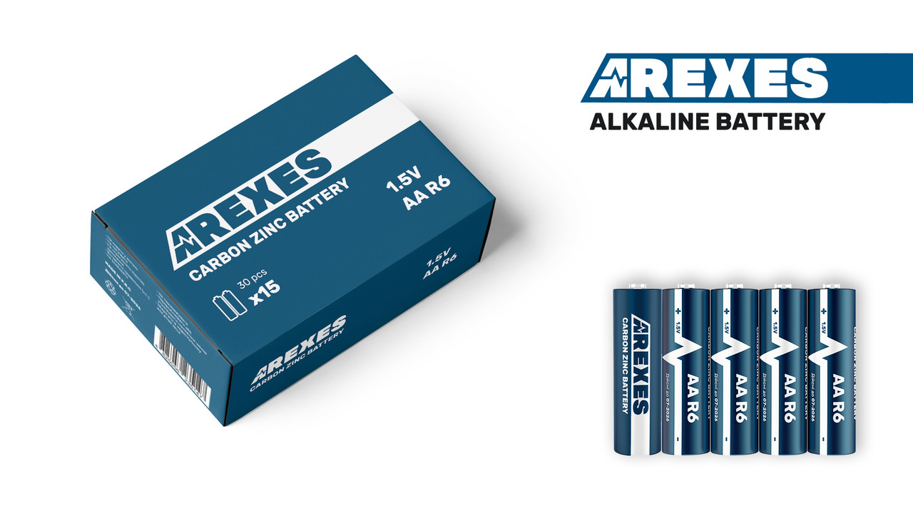 Батарейка R6/AA 1.5v Arexes цинк карбон (60шт в упаковці), фото 1
